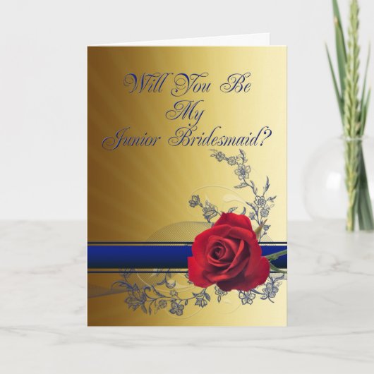 Einladung von Junior Bridesmaid mit rote Rose (Vorderseite)