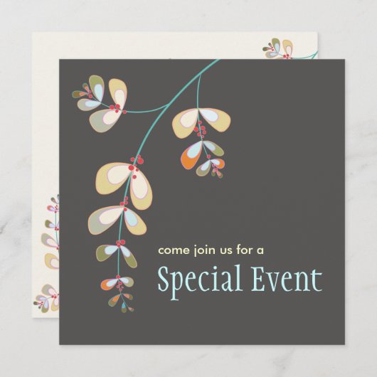 Einladung von Juwelen-Blätter (Vorne/Hinten)