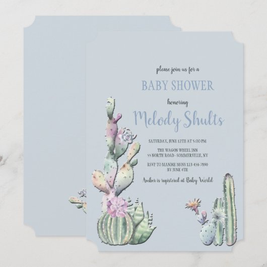 Einladung von Kaktus-Blume (Vorne/Hinten)