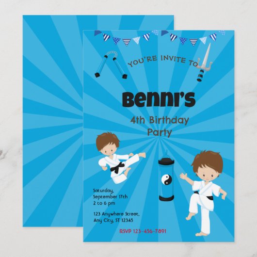 Einladung von Karate Birthday (Vorne/Hinten)