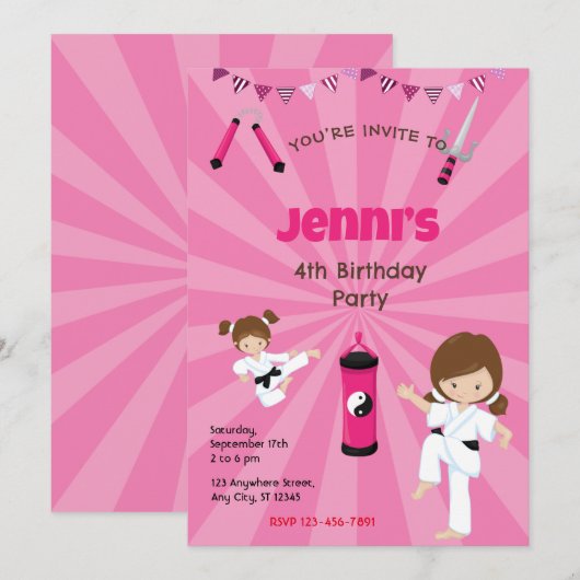 Einladung von Karate Birthday (Vorne/Hinten)