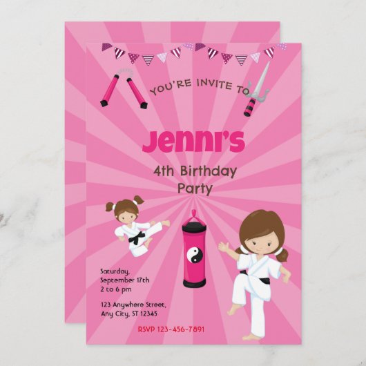 Einladung von Karate Birthday (Vorne/Hinten)