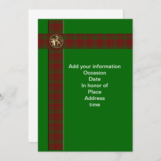 Einladung von karierten Löwen in Schottland (Vorne/Hinten)