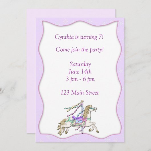 Einladung von Karussell-Pferd (Vorne/Hinten)