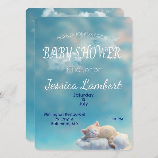 Einladung von Kätzchen in der Wolkendusche (Vorne/Hinten)