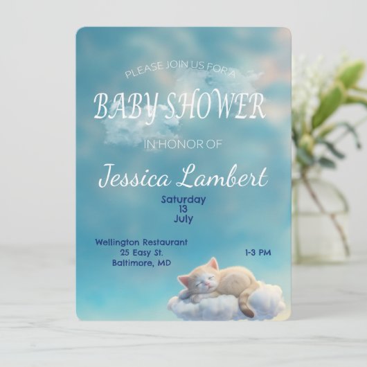 Einladung von Kätzchen in der Wolkendusche (Stehend Vorderseite)