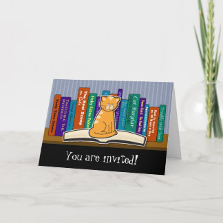Einladung von Katzen und Büchern