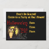 Einladung von Katzenwelpen und Vintagen Halloween- (Rückseite)