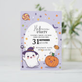Einladung von Kawaii Halloween-Party - Bearbeitbar (Stehend Vorderseite)