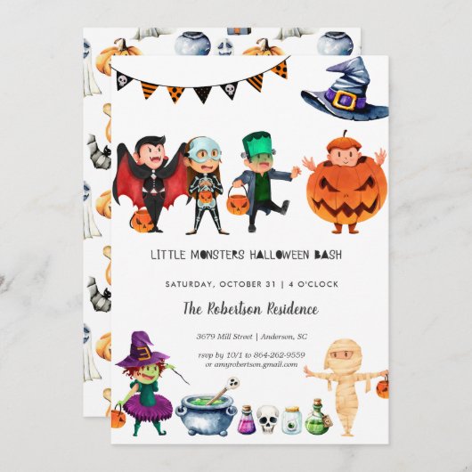 Einladung von Kids Halloween-Party (Vorne/Hinten)