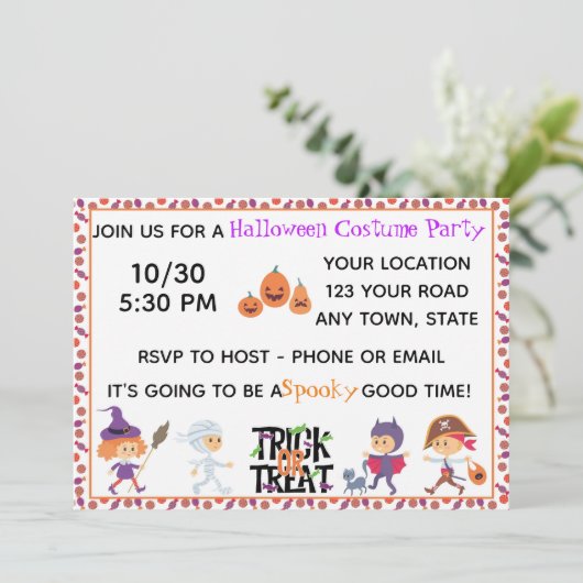 Einladung von Kids Halloween-Party (Stehend Vorderseite)