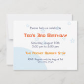 Einladung von Kindergeburtstag - Rakete (Rückseite)