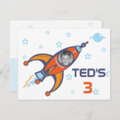 Einladung von Kindergeburtstag - Rakete (Vorne/Hinten)