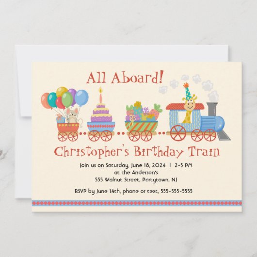 Einladung von Kindergeburtstag-Train (Vorderseite)