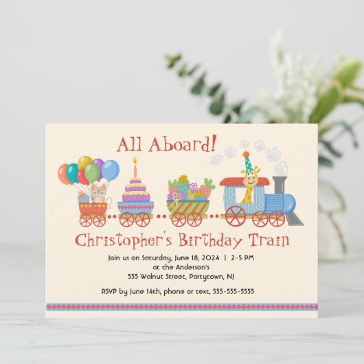Einladung von Kindergeburtstag-Train (Stehend Vorderseite)