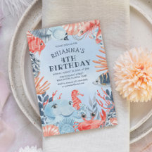 Einladung von Kindern unter dem Meer zum Geburtsta