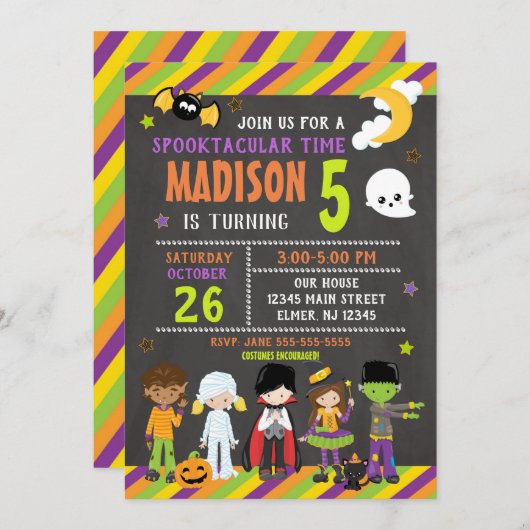 Einladung von Kindern zu Geburtstag (Vorne/Hinten)