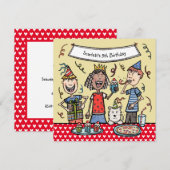 Einladung von Kindern zum Geburtstag (Vorne/Hinten)