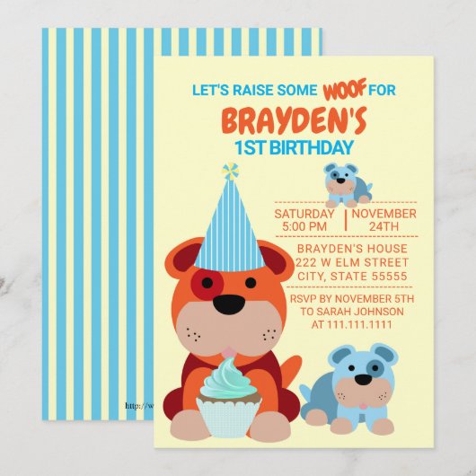 Einladung von Kindern zum Geburtstag (Vorne/Hinten)