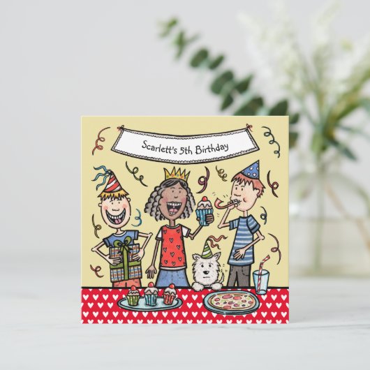 Einladung von Kindern zum Geburtstag (Stehend Vorderseite)