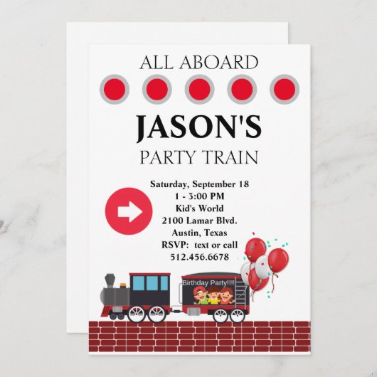 Einladung von Kindern zum Geburtstag (Vorne/Hinten)