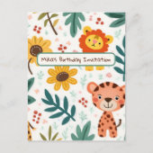 Einladung von Kindern zum Geburtstag im Jungle Sty (Vorderseite)