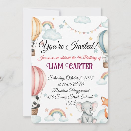 Einladung von Kindern zum Geburtstag - Niedlicher (Vorderseite)