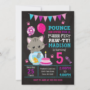 Einladung von Kitty Birthday / Girl Kitten Party
