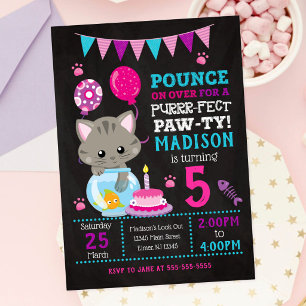 Einladung von Kitty Birthday / Girl Kitten Party