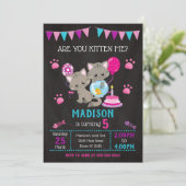 Einladung von Kitty zum Geburtstag / Girl Kitten P (Stehend Vorderseite)