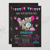 Einladung von Kitty zum Geburtstag / Girl Kitten P (Vorne/Hinten)