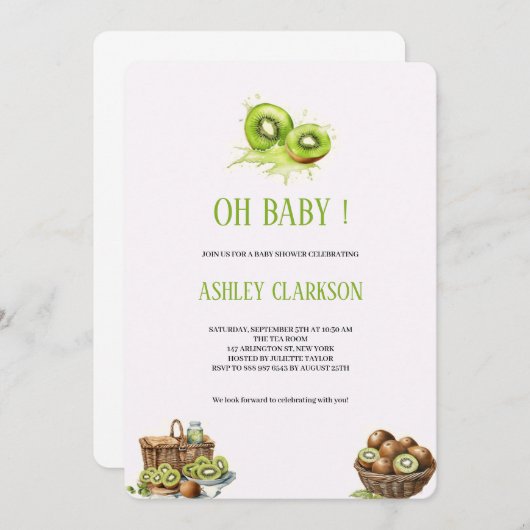 EINLADUNG VON KIWI BABYSHOWER (Vorne/Hinten)
