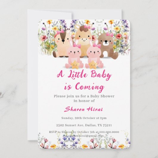 Einladung von Kleinkindern und Wildblume-Babydusch (Vorderseite)