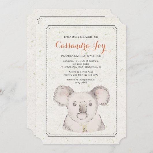 Einladung von Koala Bear (Vorne/Hinten)