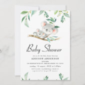 Einladung von Koala Bear and Foliage Baby Shower (Vorderseite)
