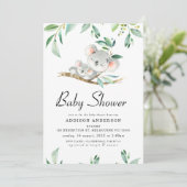 Einladung von Koala Bear and Foliage Baby Shower (Stehend Vorderseite)