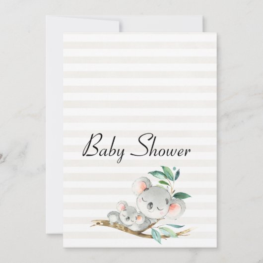 Einladung von Koala Bear and Foliage Baby Shower (Rückseite)