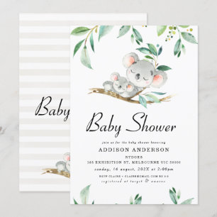 Einladung von Koala Bear and Foliage Baby Shower
