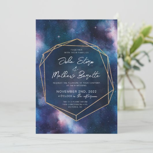 Einladung von Kosmos, Galactic Space Wedding Einla (Stehend Vorderseite)