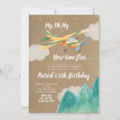 Einladung von Kraft Paper Airplane Boy Birthday Pa (Vorderseite)