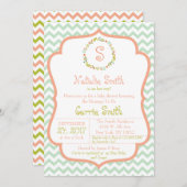 Einladung von Kranken und Zickzack Babydusche (Vorne/Hinten)