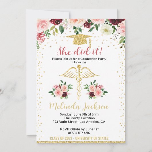 Einladung von Krankenschwestern und Abschlüssen (Vorderseite)