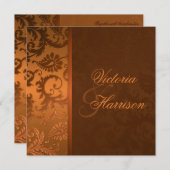 Einladung von Kupfer und Braunen Damast (Vorne/Hinten)