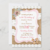 Einladung von Lace and Burlap Floral Wedding (Vorderseite)