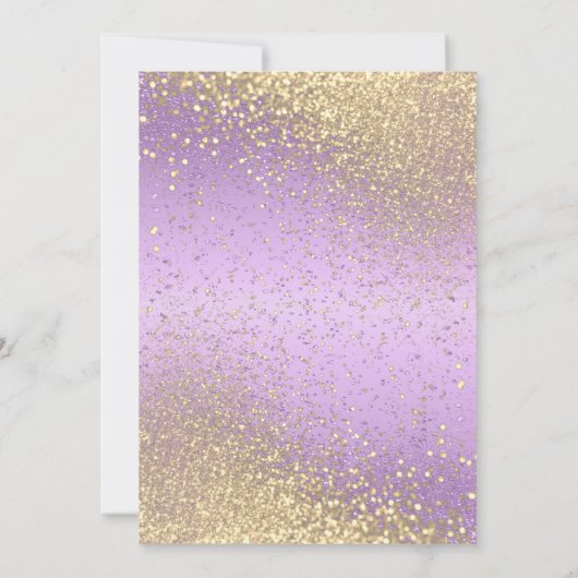 Einladung von Lavendel und Gold Glitzer (Rückseite)