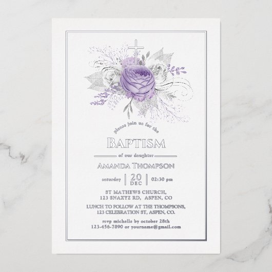 Einladung von Lavendel und Silberblume (Vorderseite)