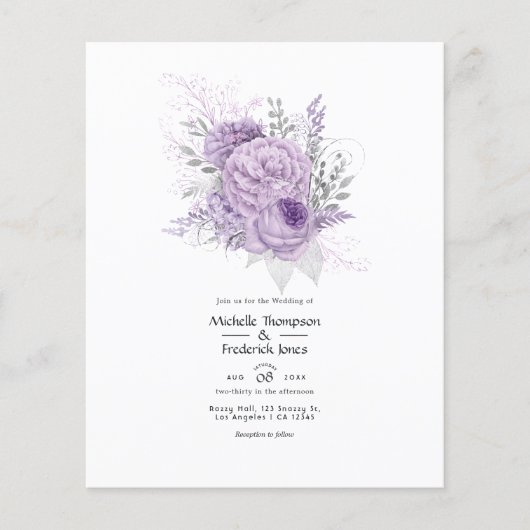 Einladung von Lavendel und Silver Floral Flyer (Vorne)