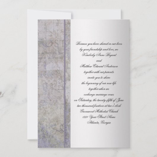 Einladung von Lavendel und Silver Grunge (Vorderseite)