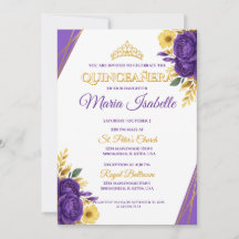 Einladung von Lavender & Gold Quinceñera