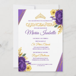 Einladung von Lavender & Gold Quinceñera